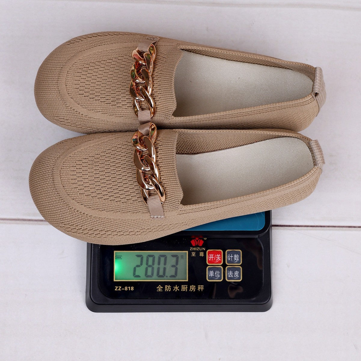 Womens Breathable Metal-chain Loafers With Soft Soles